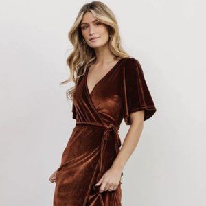 Meghan Velvet Wrap Maxi Dress | Bronze - Medium
